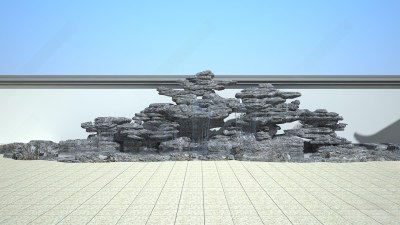 中式假山水景3D模型下载